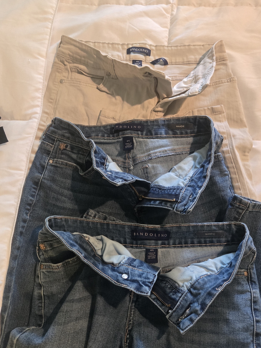 Bandolino Straight Leg Pants in Blue Denim and Khaki